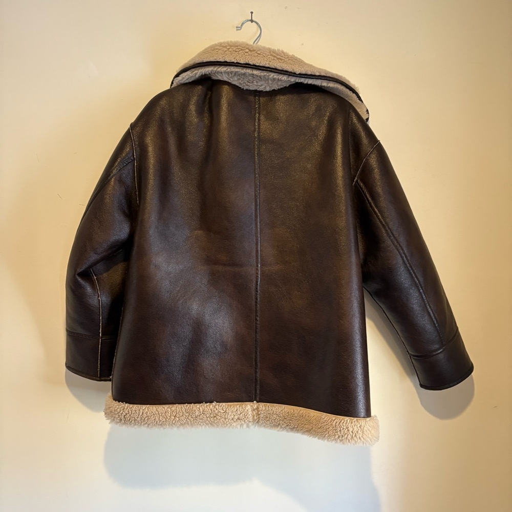 GAP Dark Brown Shearling Puffer Jacket - image 3